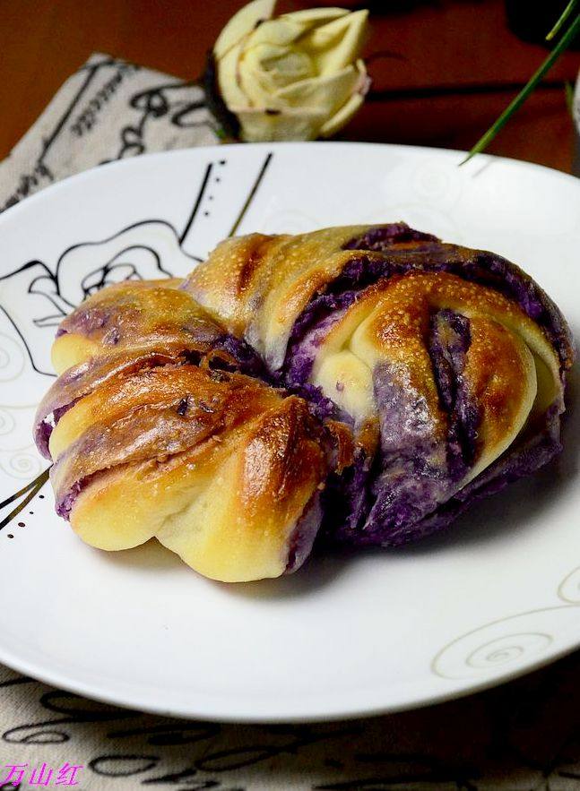 彩球紫薯椰蓉包怎么做,怎样做最好吃