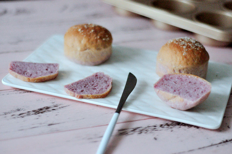 彩球紫薯椰蓉包怎么做,怎样做最好吃